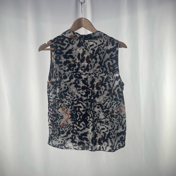 Parker 100% Silk Sleeveless Animal Print Collared‎ Blouse in Multi Size XS - Picture 3 of 5